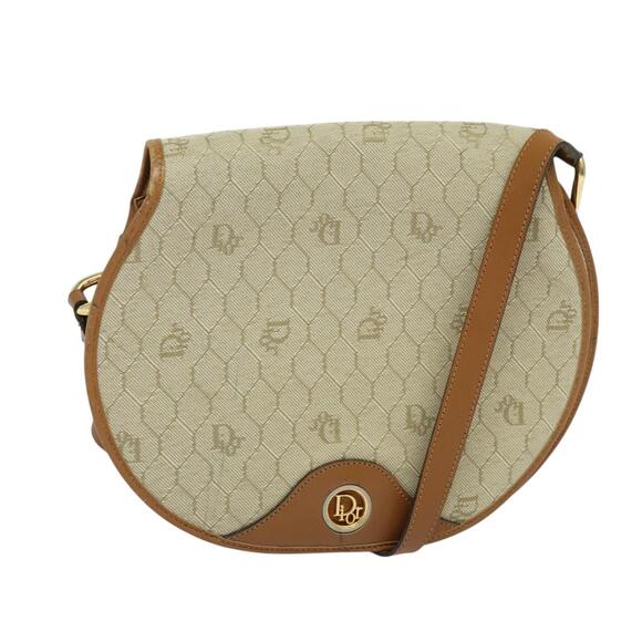 DIOR Honeycomb Canvas Shoulder Bag Pvc Beige Gold - Picture 1 of 13
